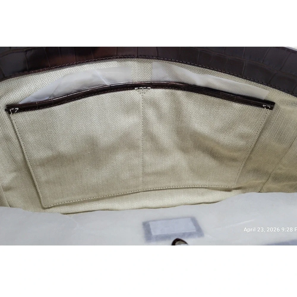 Lauren Ralph Lauren Zebra Canvas Croc‎ Embossed Leather Satchel Bag 431969469001